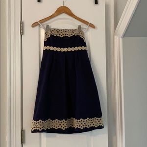 Lilly Pulitzer strapless navy/gold dress
